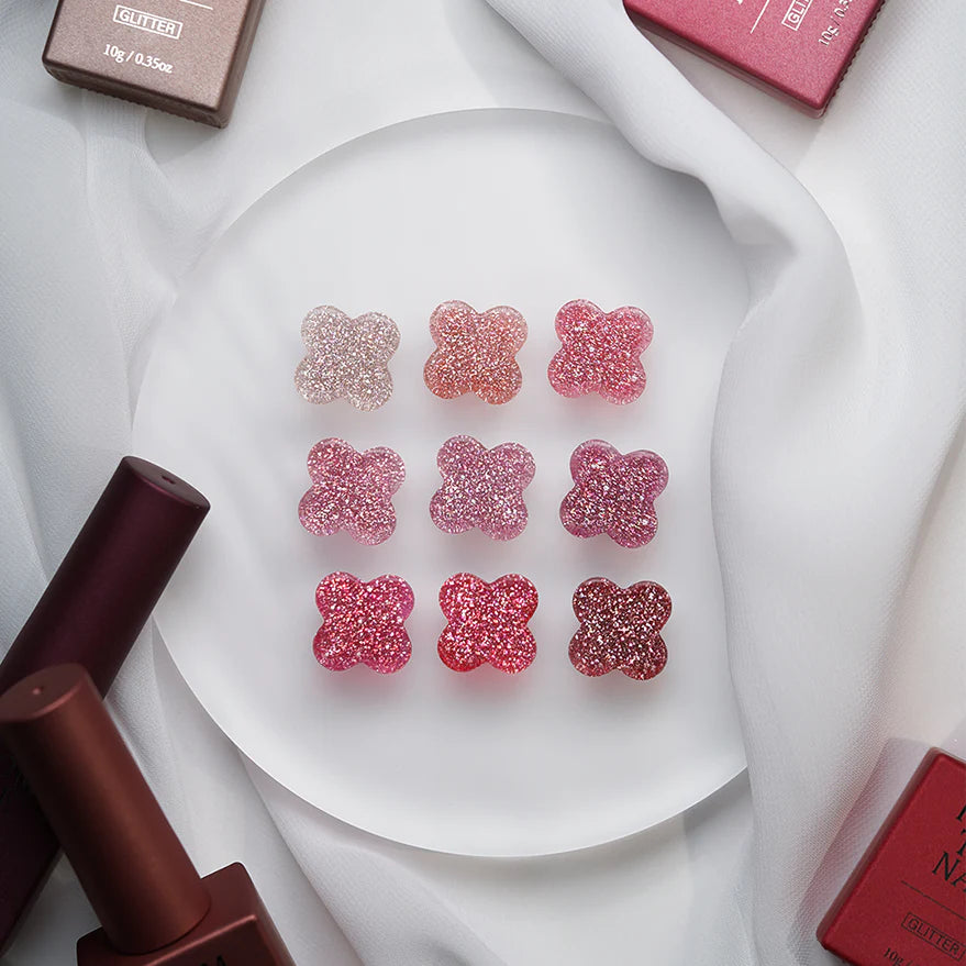 [ Pre-Order ] F gel Crimson Stud Collection- 9 color glitter set