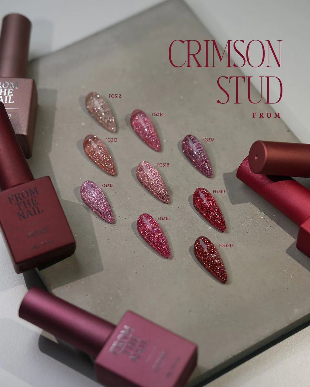 [ Pre-Order ] F gel Crimson Stud Collection- 9 color glitter set